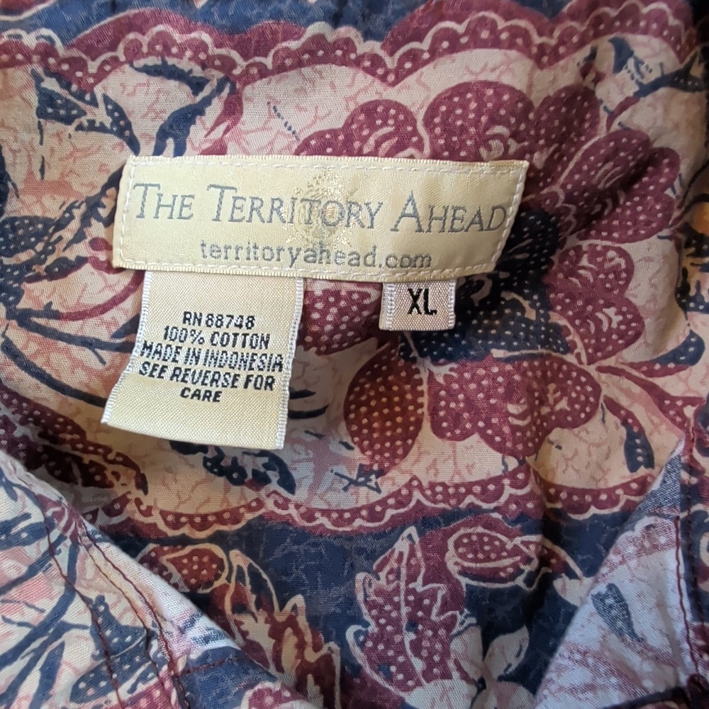 The Territory Ahead Mens XL Batik Floral Cotton Short Sleeve Button Down Shirt - Picture 3 of 7